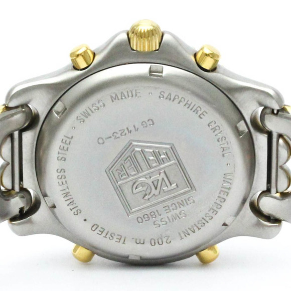 Polished TAG HEUER Sel Chronograph Gold Plated Steel Mens Watch CG1123 BF565501 - Picture 7 of 9